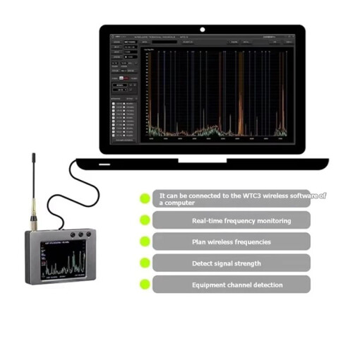 KN800Puls 350MHz- 950MHz Wireless Microphone Signal Analyzer Interference 3.2" Touch Screen Automatic Scanning 2