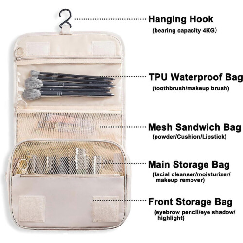Multifunctional Foldable Cosmetic Bag with Hook, Storage Organizer 1