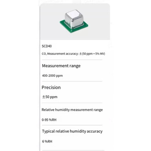 SCD40 Gas Sensor Detects CO2 Carbon Dioxide Temperature and Humidity in One Sensor I2C Communication 1