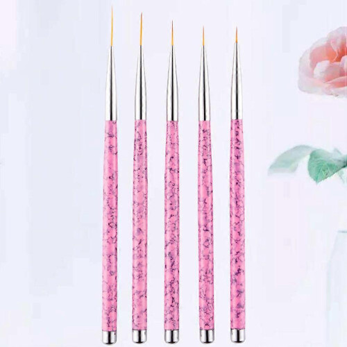 Nail Art Pens Set 5Pcs Pink Fine Manicure Brushes 2