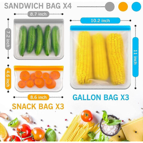 Sacs de conservation alimentaire réutilisables sans BPA, lot de 10 1