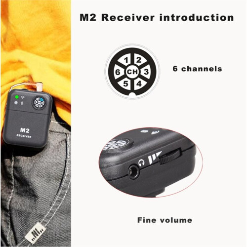 2.4GHz Wireless in-Ear Monitor System Transmitter Receiver Set 6 Channel Adjustable Frequency 2