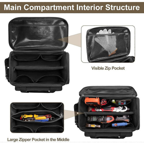 Large Waterproof Tool Bag with Multi-Pocket Organizer for Electricians & Mechanics 1