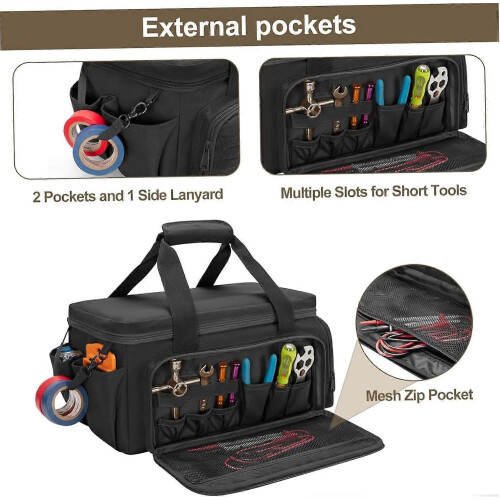 Large Waterproof Tool Bag with Multi-Pocket Organizer for Electricians & Mechanics 2