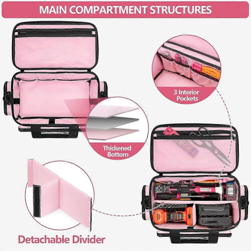 Pink Nylon Women's Tool Bag - Multi-Functional Organizer with Anti-Skid Bottom 2