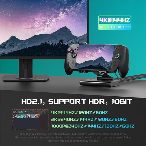 For  Ally X Docking Station 4K@144Hz High Refresh Rate Handheld Gaming Consoles 1