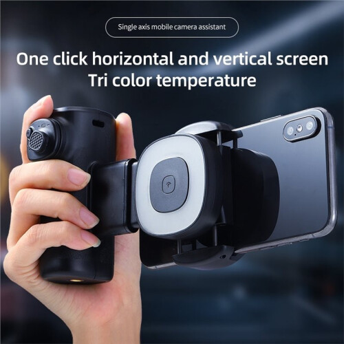 Single-Axis Phone Grip with  LED Selfie Light, Adjustable Angle Stabilizer Handle for Smartphone Photography 2