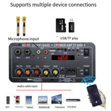 110V 220V 12V Digitale Versterker Bord Subwoofer Dubbele Microfoon Karaoke Amp Luidspreker Thuisbioscoop DIY