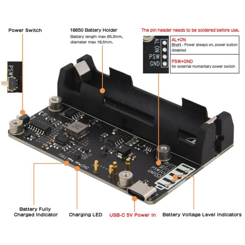 UPS Power Management Expansion Board X306 for Raspberry Pi Zero 2 W, 5V Battery Backup Power Supply Board 2
