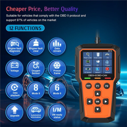 M519 Advanced OBD2 Scanner for All OBD II Protocol Vehicles Comprehensive Diagnostic Tool 1
