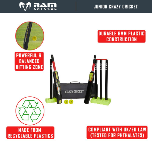 Ram Cricket Junior Crazy Cricket Set - approx. ages 9-13 yrs - includes 1 x Size 1