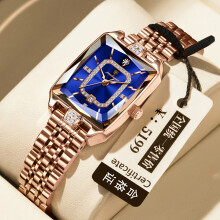 (P785 rose gold blue steel belt model) Brand Premium Small Square Women Watch, New Waterproof Quartz Wristwatch