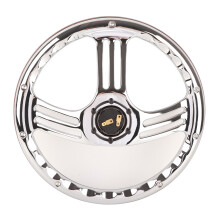 Chrome 3-Spoke Wood Wheel 14in