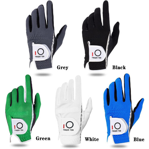 FINGER TEN Golf Gloves Men Rain Grip 2 Pack (Grey, S, Right) 1