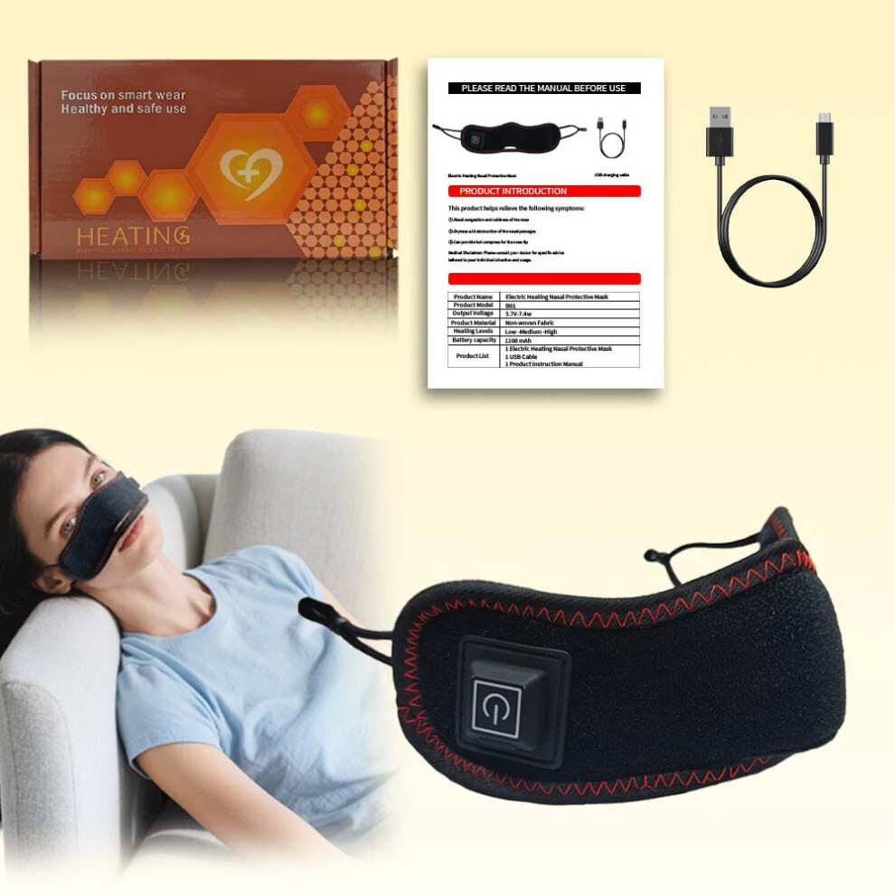Stoyotu Red Light Hot Compress Therapy Nasal Mask With Three Levels Of Constant Temperature To Relieve Nasal Discomfort, Multifunctional