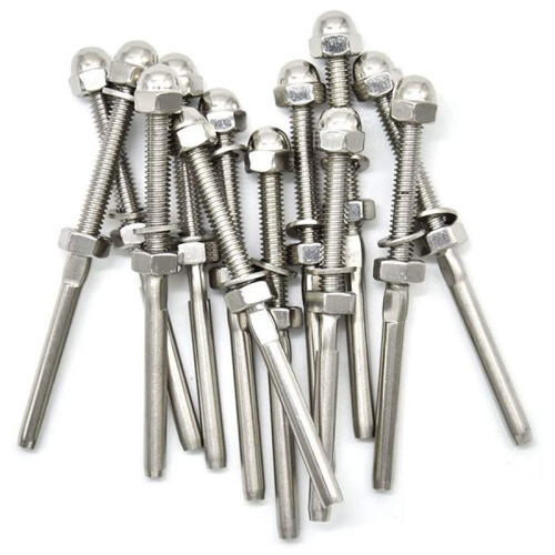 60 Pairs 1/8 Inch Cable Railing Kits 30 Degree Beveled Washer Threaded Stud Tension End Fitting Terminal for Decking 1