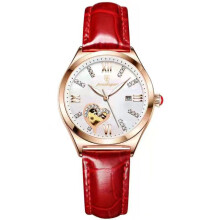 (P320 belt rose gold white surface) Diamond Inlaid Calendar Waterproof Luminous Women Watch, Stylish Trendy Durable for Students