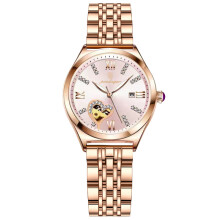 (P320 steel belt rose gold powder surface) Premium Diamond Inlaid Calendar Waterproof Luminous Women Watch, Stylish Trendy Durable for Students