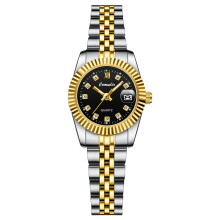 (611 Gold with Black Face [Women’s Style]) Couple Watches Pair for Men Women Luminous Calendar Waterproof Casual Quartz Wristwatches