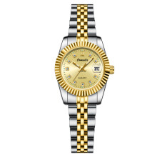 (611 Gold Belt and Gold Face [Women’s Style]) Couple Watches Pair for Men Women Luminous Calendar Waterproof Casual Quartz Wristwatches