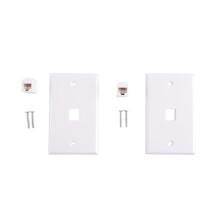 2-Pack 1-Port Ethernet Wall Plate, Jack Wall Plate with RJ45 Female to Female Inline Coupler Insert