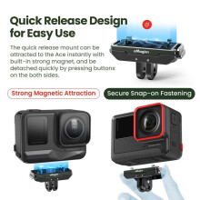AMAGISN Metalen Magnetische Snelontgrendelingsbasis voor X5 Ace Pro 2 Adapterbevestiging Sportcamerahouder Beugelaccessoires