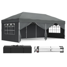Pop Up Gazebo - 18L - PE and Steel - UV Protection - Drizzle-Resistant Canopy