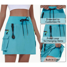 Skorts for Woman Hiking Cargo Skorts with Zipper Pockets, High Waisted Quick Dry for Workout Lake L