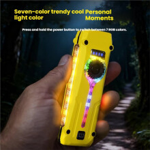 Lanterna EDC Flat Pro Recarregável com Feixe Vermelho, Luz RGB, UV e LED Combinados, Lanterna de Bolso Portátil para Emergências Na Cor Amarela