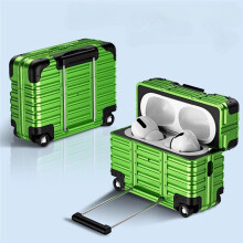 Individual Suitcase for Airpods 4 Trendy Luggage Protective Case Drop-Proof Headphone Case Integrated Phone Stand Green