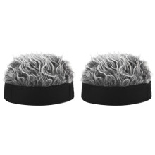 2X Adult Brimless Hats Baseball Cap Women Hairy Sports Hat Knitted Wig Hat W/ Wigs Hip Hop Headband Black + Gray