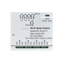 Tuya WLAN-Modul mit 4 Kanälen, Intelligenter Schalter, 2,4 GHz WLAN, Garagentorschalter, Vorhangmodul, Relaismodul, Drahtloser Schalter, 85-265 V