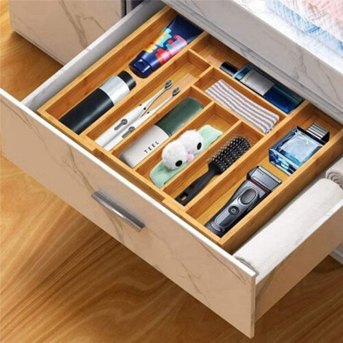 Bamboo Expandable Drawer Organizer, Silverware Organizer for Kitchen, Silverware, Cutlery and Makeup Drawers. 2