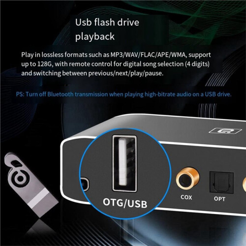 5.3 Receiver Transmitter Coaxial Optical Bypass Digital to Analog Audio Converter PC-USB Headphone Amp 1