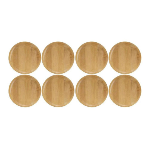 Topper de Vidro de Vinho de 8 Unidades, Topo de Charcutaria de Vidro de Vinho de 4 Polegadas Porta-Copos de Bambu para Copo de Vinho 1