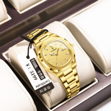 (P789 gold shell gold surface steel belt model) Luxury Ultra-thin Luminous Quartz Couple Watches for Men and Women