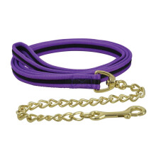 (One Size, Purple/Black) Hy Soft Webbing Lead Rein With Chain