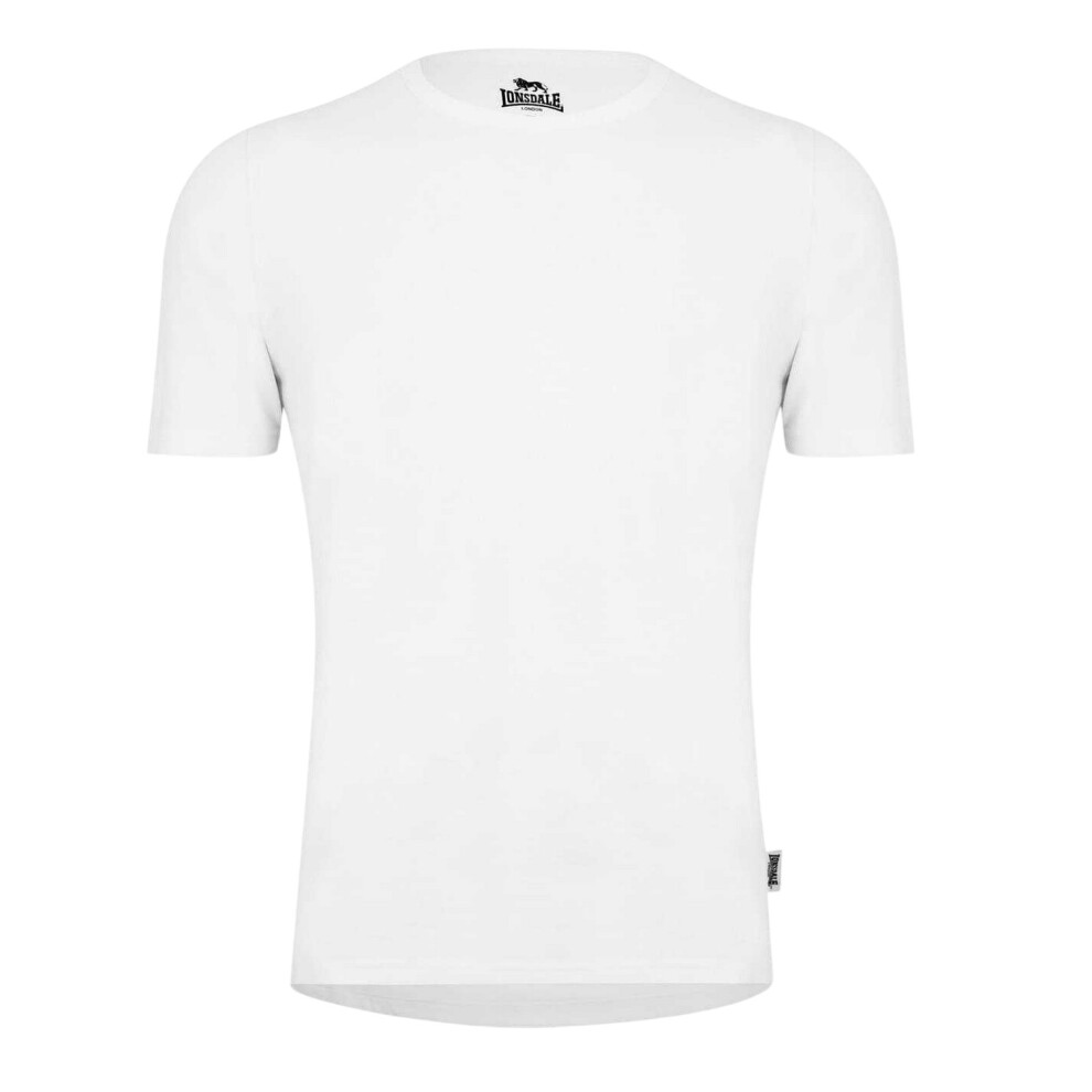 Lonsdale (L, ) Mens Plain Crew Neck T-Shirt White