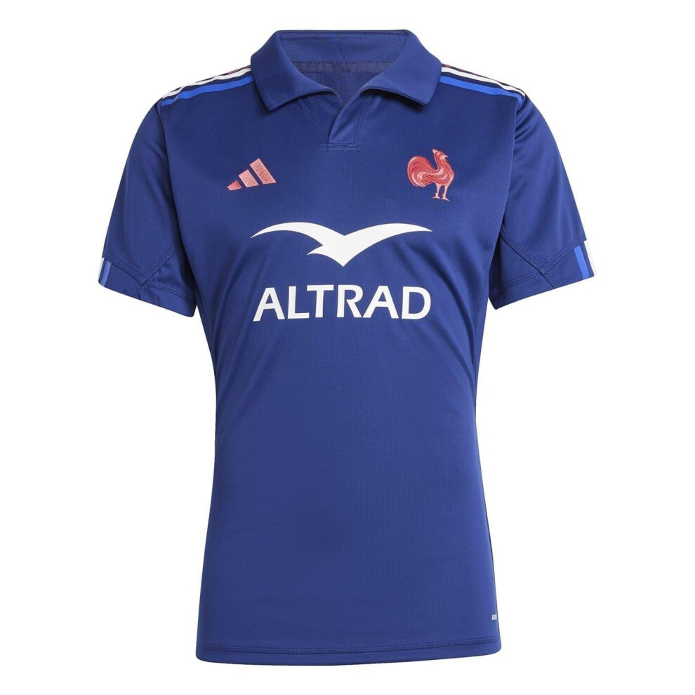 Adidas (L, Dark Blue) Mens France Ffr Rugby Home Jersey