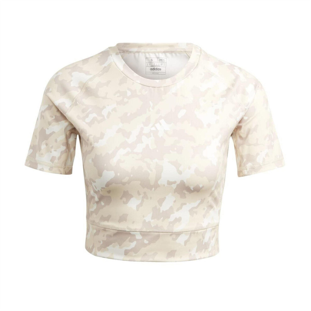 Adidas (14 Uk, Taupe Camo) Womens/Ladies Techfit Camo Crop T-Shirt