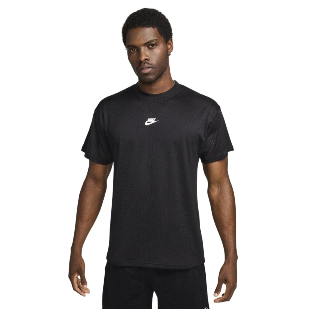 Nike (Xxl, ) Mens Swoosh Crew Neck Regular T-Shirt Black