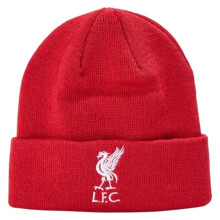 (One Size, Red/White Print) Liverpool FC Childrens/Kids Embroidered Logo Ribbed Beanie