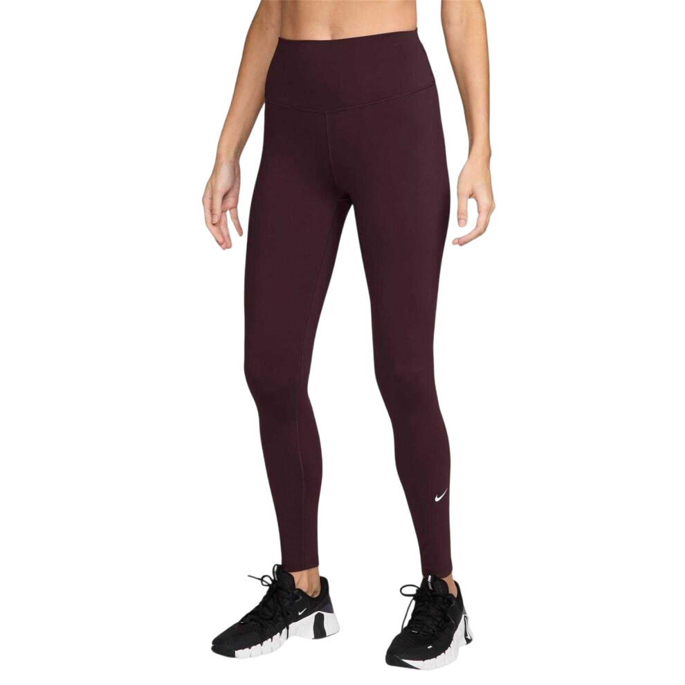 Nike (8 Uk, Burgundy) Womens/Ladies One Dri-Fit High Rise Tights Red,Multicoloured