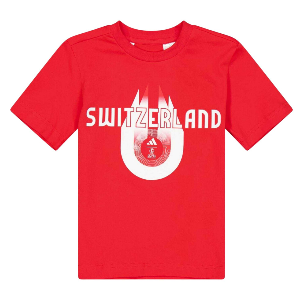 Adidas (5-6 Years, Ruby Red) Childrens/Kids Switzerland Performance T-Shirt