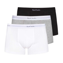 (S, Black/White/Grey) Paul Smith Mens Logo Cotton Boxer Shorts (Pack of 3)