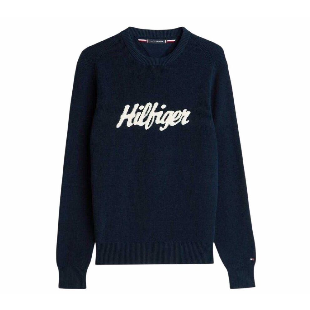 Tommy Hilfiger (M, Night Navy) Mens Embroidered Logo Sweatshirt