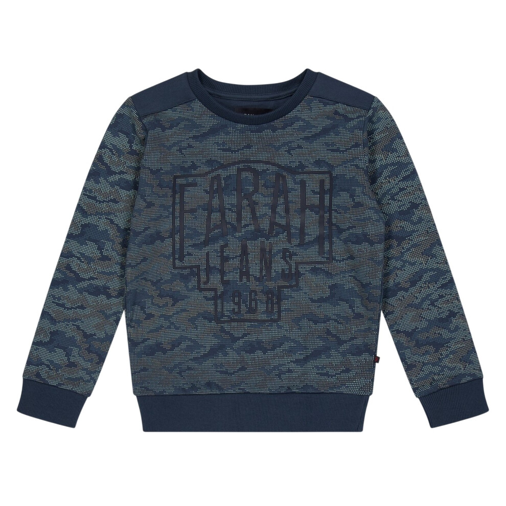 Farah (14-15 Years, Blue) Childrens/Kids Camo Crew Neck Sweatshirt