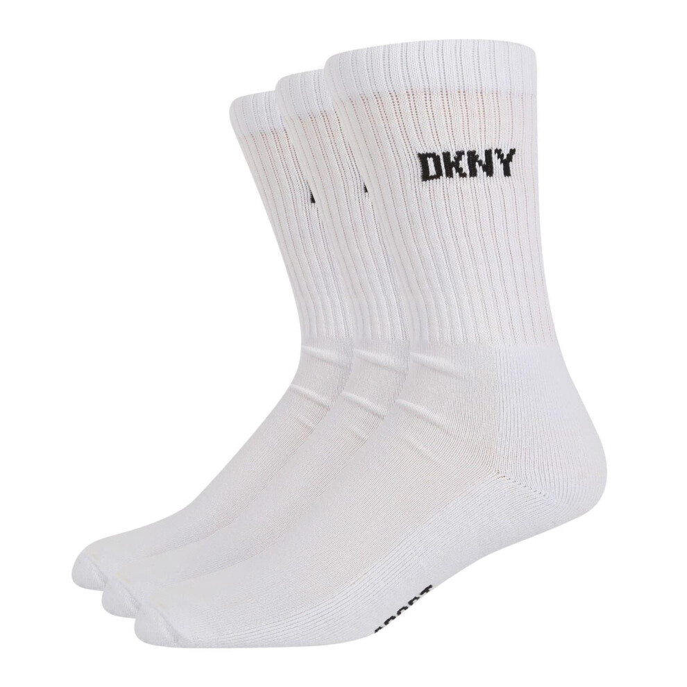 Dkny (7 Uk-11 Uk, White) Mens Ribbed Crew Socks