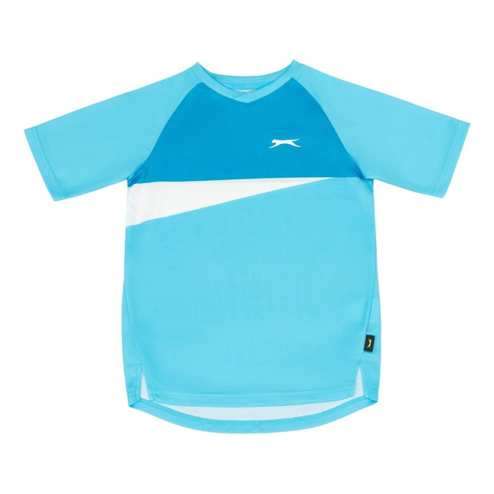 Slazenger (7-8 Years, Aquarius) Childrens/Kids Court Colour Block Logo T-Shirt Multicoloured