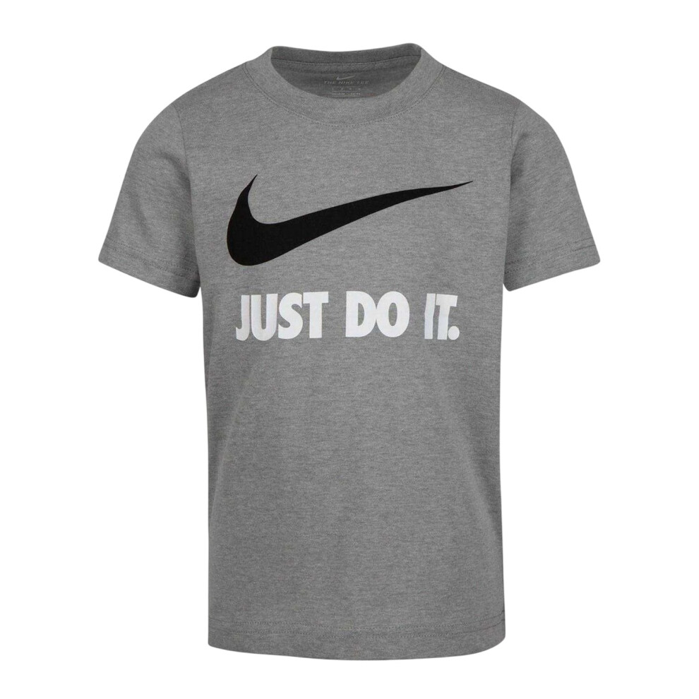 Nike (4-5 Years, Dark /White) Childrens/Kids Just Do It Swoosh Crew Neck T-Shirt Grey